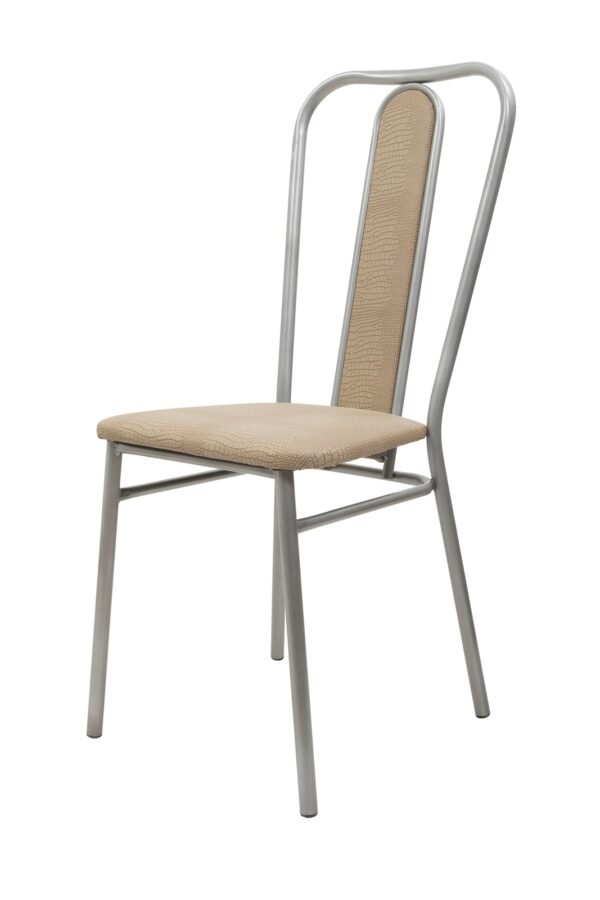 Metal chair with leather accents on a white isolated background