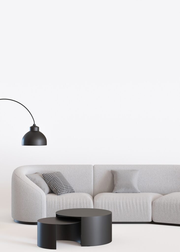 Modern furniture and copy space for text, advertisement. Furniture store